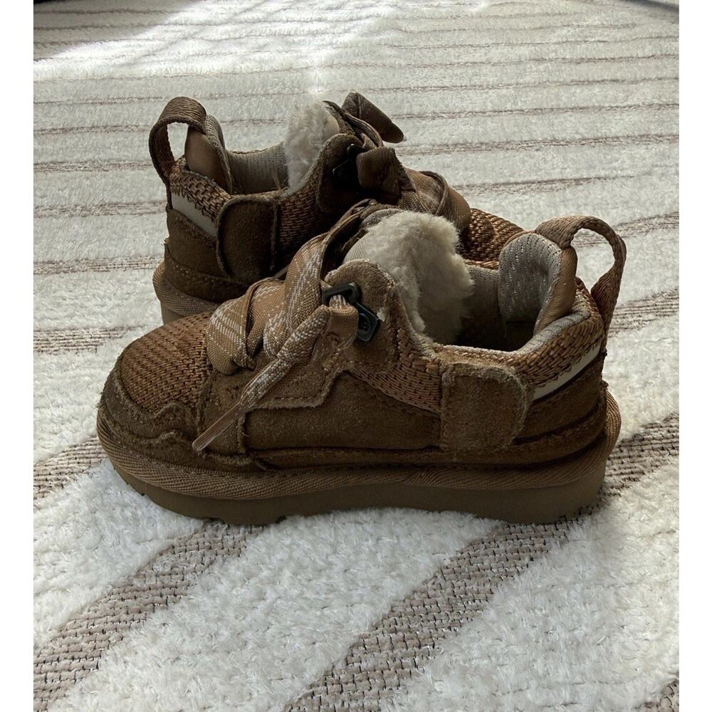 UGG Unisex Lowmel Sneakers Toddler Chestnut Suede Sheepskin Size US 7/EU 23.5 - Picture 5 of 14